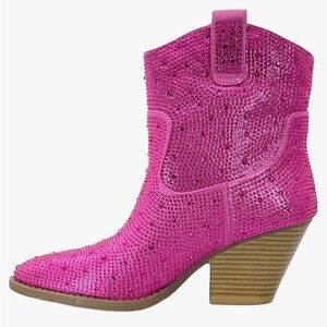 Pink rhinestone cowgirl booties